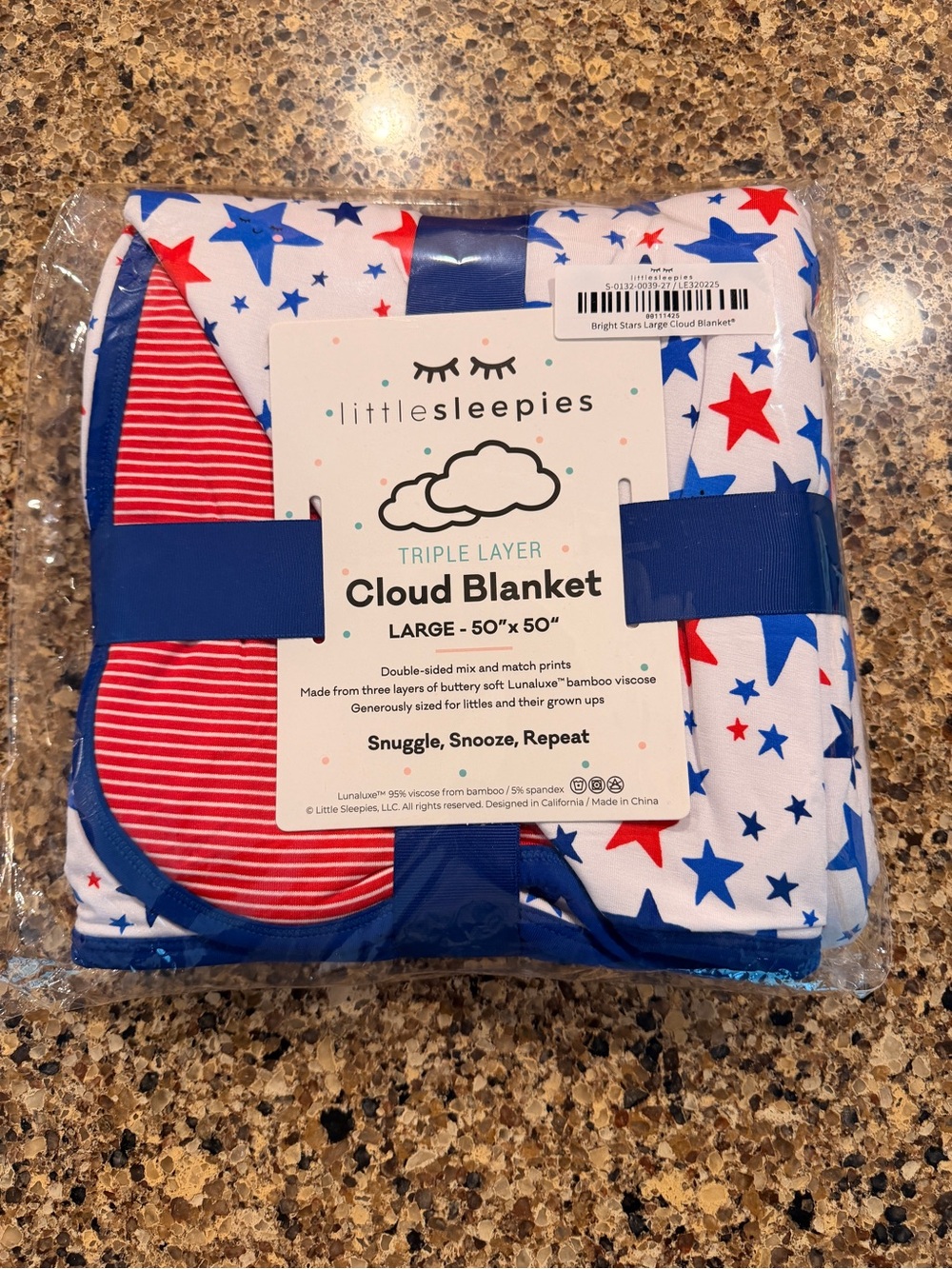 Little Sleepies Star Print Triple Layer Blanket - Red & Blue